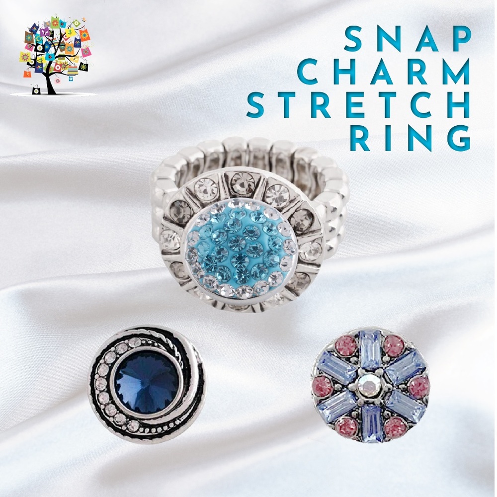 Snap Charm Stretch Ring with 3 Mini Snap Charms